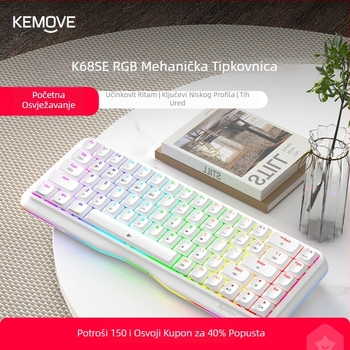 Mehanička tipkovnica s 68 tipkama (zelene sklopke, žičana, miješano pozadinsko osvjetljenje, numerička tipkovnica)