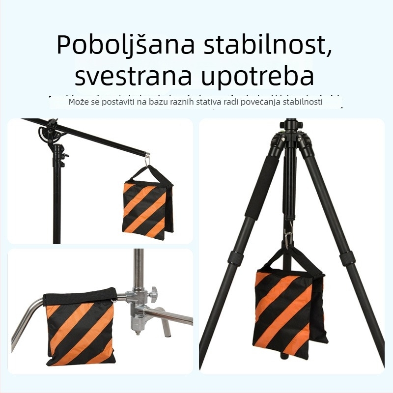 Fotografske sandbags za balans, debeli dvobojni prugasti platneni sandbagovi, C-oblikovane vreće za noge s utegom, balansni sandbagovi