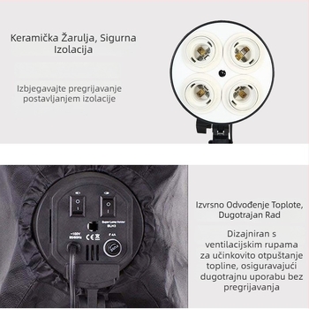 Delong DL210410 Kutija mekanog svjetla za fotografiju, četiri lampe, reflektirajuća tkanina