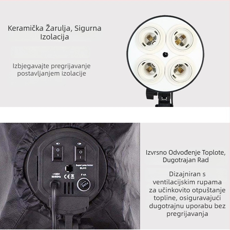 Delong DL210410 Kutija mekanog svjetla za fotografiju, četiri lampe, reflektirajuća tkanina