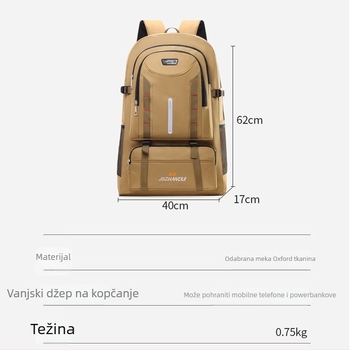 Planinarski ruksak velikog kapaciteta, poliester, zakrivljene naramenice, vodootporan, proširiv