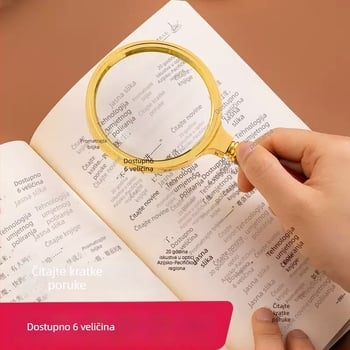 Okrugla ručna lupa s drvenim uzorkom, 100x povećanje, HD čitanje, zaštita očiju za starije osobe