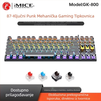 Mehanička tipkovnica GK-800, 87 tipki, USB kabelska, RGB pozadinsko osvjetljenje, zelene/crvene/tea tipke