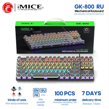 Mehanička tipkovnica GK-800, 87 tipki, USB kabelska, RGB pozadinsko osvjetljenje, zelene/crvene/tea tipke