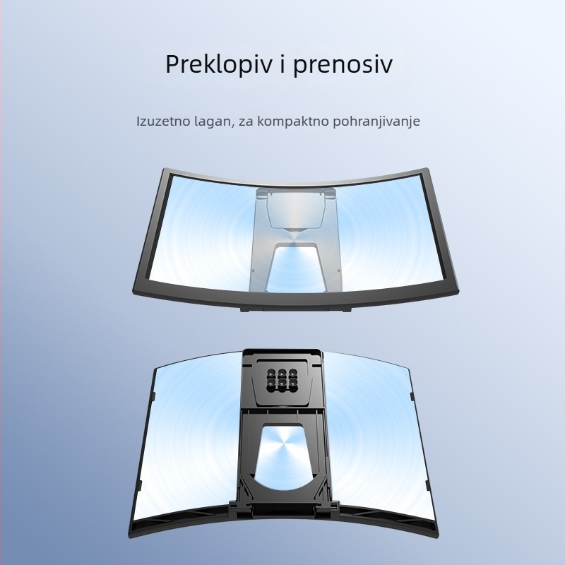 Lazy Man nosač za telefon s zakrivljenim zaslonom, 2-3x povećanje, materijal ABS + akrilno leća, pričvršćivanje vakuumskom čašom, kompatibilan sa većinom telefona
