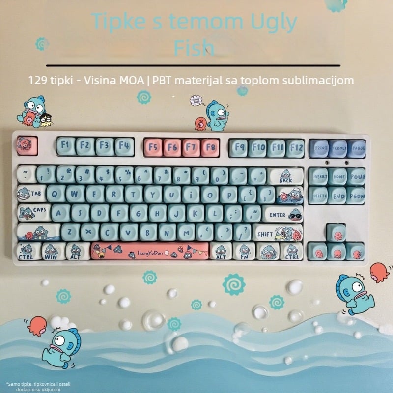 MOA profil kapice tipki za mehaničku tipkovnicu, PBT materijal, sublimacijsko ispis, fonetska oznaka na više jezika, više od 98 tipki