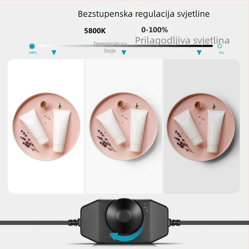 Lampe za fotografiju bez sjene za proizvode – LED, promjenjiva jačina svjetla, model Zc-Mb180ss