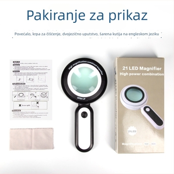 Ručna povećavajuća lupa s dvostrukim lećama 10x/30x i LED osvjetljenjem za čitanje i ocjenu antikviteta