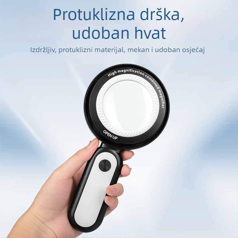 Ručna povećavajuća lupa s dvostrukim lećama 10x/30x i LED osvjetljenjem za čitanje i ocjenu antikviteta