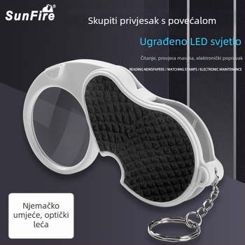 5x sklopiva lupa za ključeve s 2 LED svjetla – za čitanje starijima i putovanja