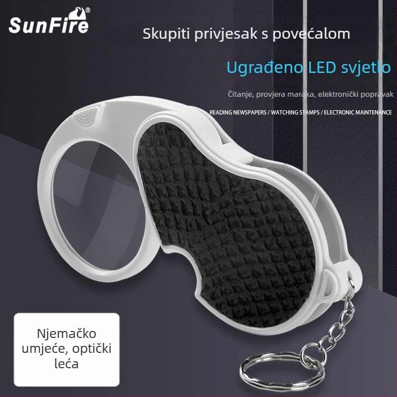5x sklopiva lupa za ključeve s 2 LED svjetla – za čitanje starijima i putovanja