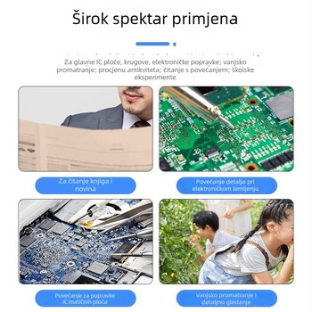 Ručna LED lupa za elektroniku – visoka definicija povećanja za popravak IC-a i matične ploče