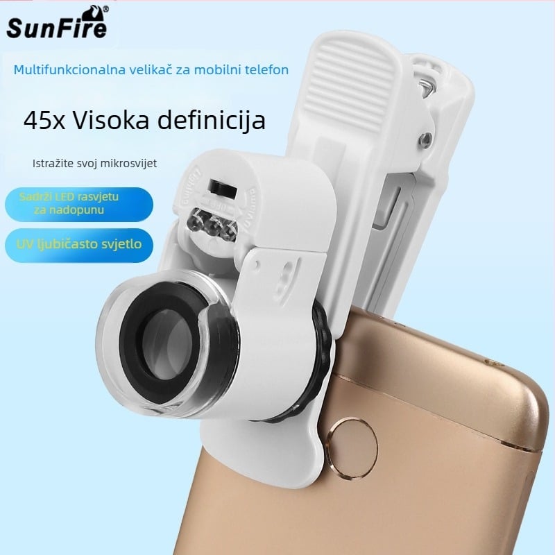 Sun Fire povećalo za identifikaciju nakita i antikviteta, 45x, s držačem za telefon, model 9882