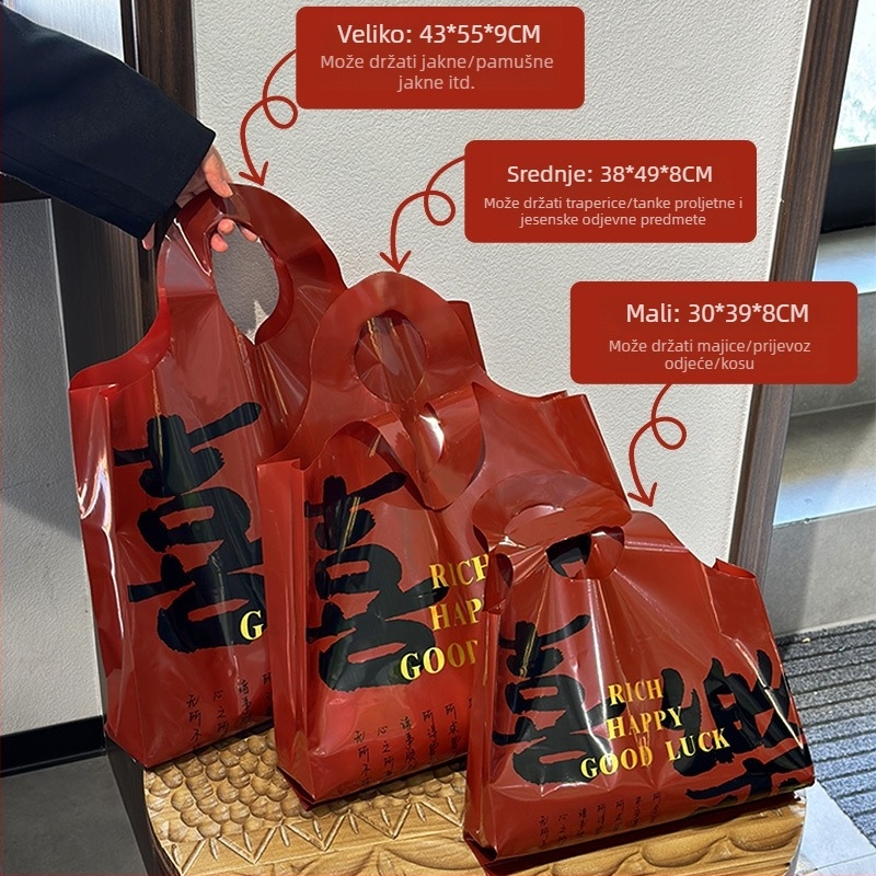 Hongshen PE ručna torba za odjeću s tiskom logotipa, prilagodljiva, ekskluzivni izvor za izvoz, ručno oslikan stil