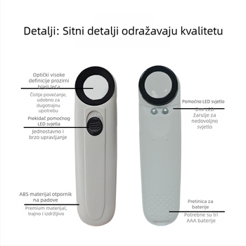 Lupa za nakit 40x, ručna, dvostruko LED osvjetljenje, plastično kućište s akrilnom lećom, model 6B-1B