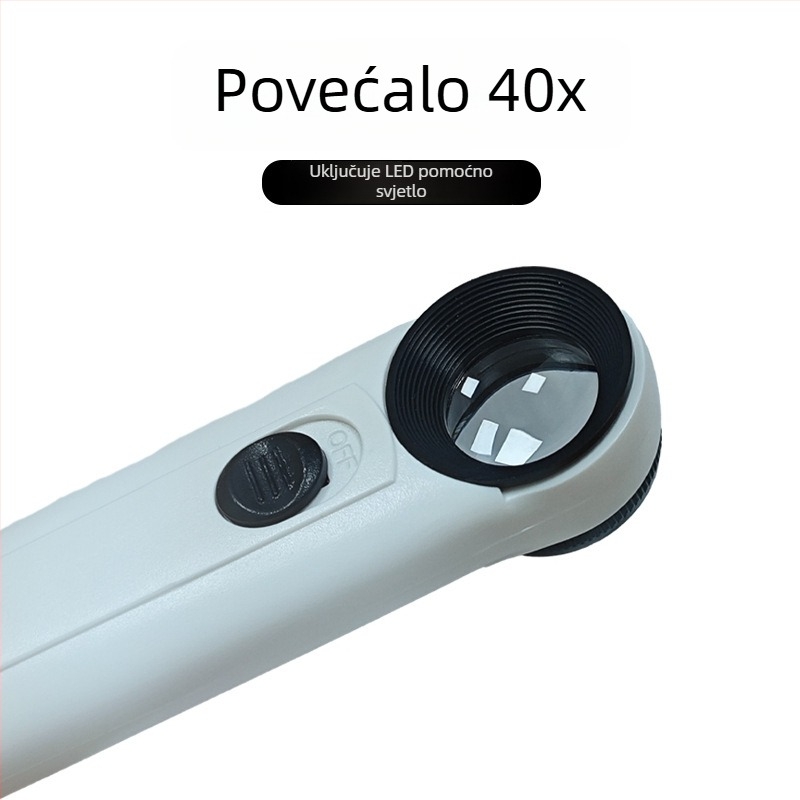 Lupa za nakit 40x, ručna, dvostruko LED osvjetljenje, plastično kućište s akrilnom lećom, model 6B-1B