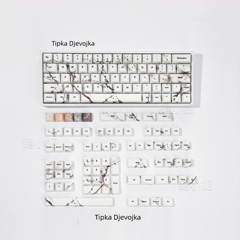 Set kapica tipki Marble 3.0 Jesenski prizor, 130 tipki, PBT prozirno, sublimacija + UV ispis, u kutiji