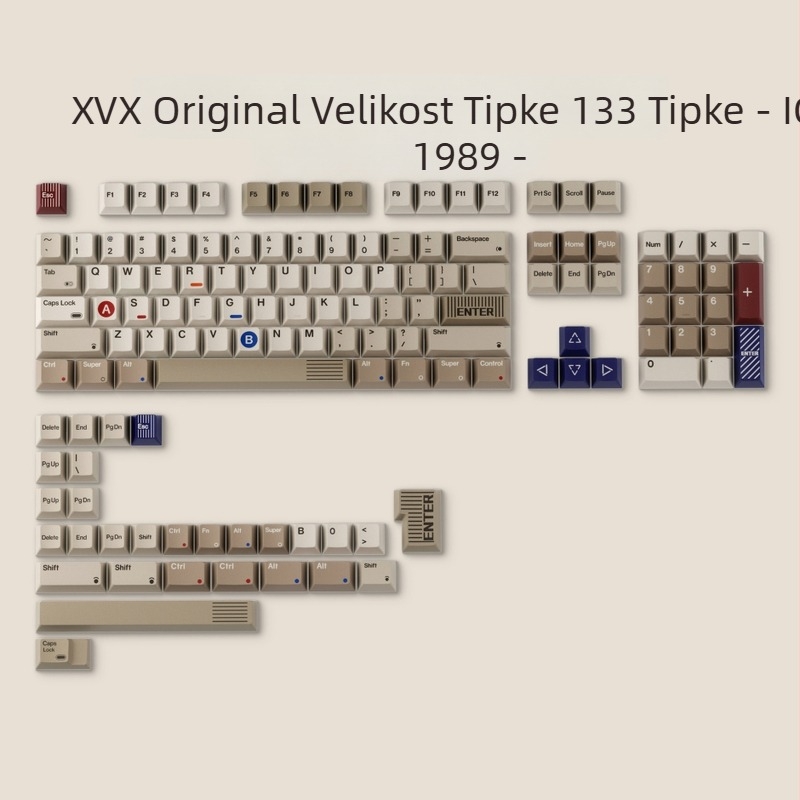XVX PBT set ključeva za 133 tipke, petostrano sublimacija, izvorna visina, kompatibilno s Cross-axis mehaničkim tipkovnicama
