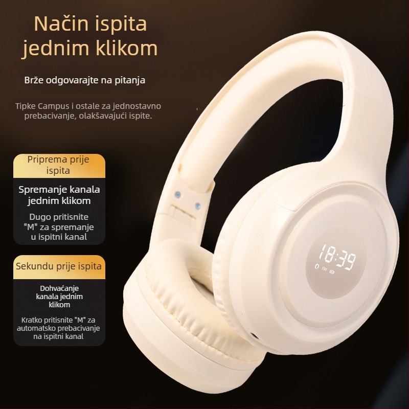 POERDON Bluetooth slušalice za sveučilišni ispit iz engleskog jezika (razine 2, 4 i 6) - posebne slušalice za slušanje, dugotrajna baterija, Bluetooth 5.4, stereo, niska latencija