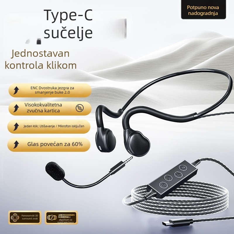 08pro USB žični headset za korisničku podršku s redukcijom buke, mikrofon, uho držač, za stolno računalo