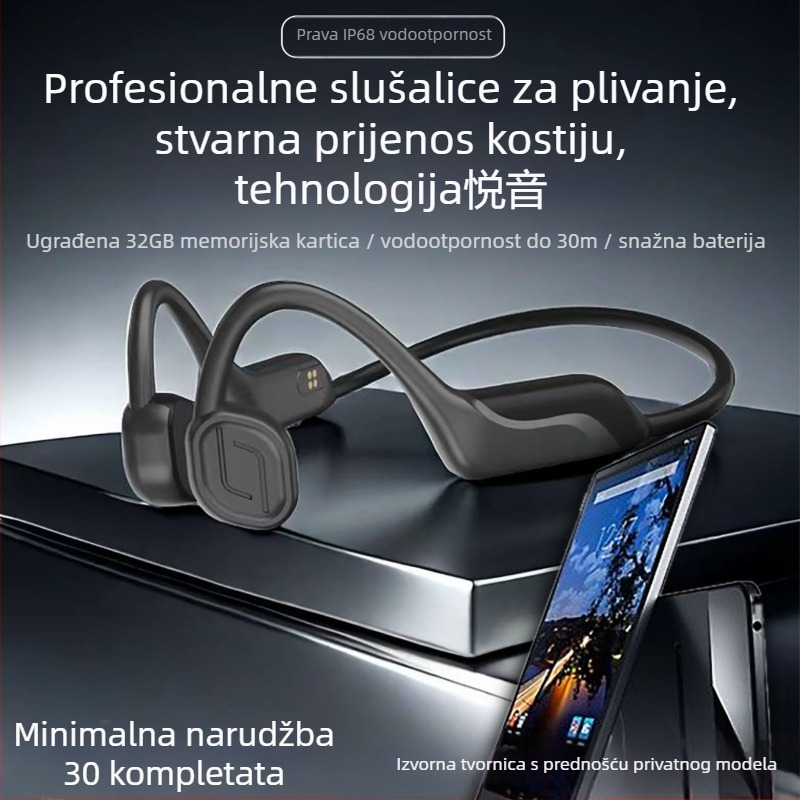 Bluetooth bežične slušalice s koštanom vodljivosti (Bluetooth 5.4 • IP68 vodootporne • domet 15 m • trajanje baterije > 8 h • podržavaju istodobnu vezu s dva uređaja)
