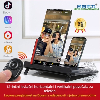 Povećivač zaslona za telefon - Iskusna verzija, stolni držač, kompatibilan sa Samsung, Huawei, Apple, plastični