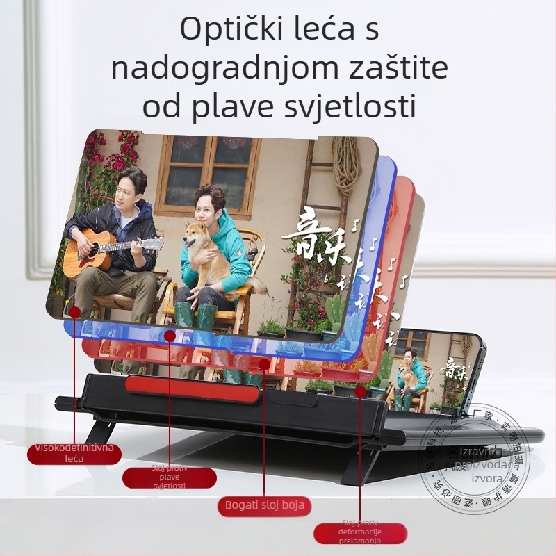 Povećivač zaslona za telefon - Iskusna verzija, stolni držač, kompatibilan sa Samsung, Huawei, Apple, plastični
