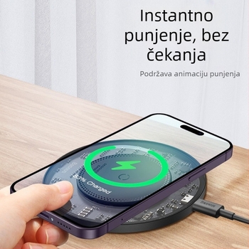 Baseus druga generacija minimalistički bežični punjač 15W, stolno brzo punjenje, magnetsko punjenje, QC3.0 kompatibilno, punjenje pri niskoj temperaturi