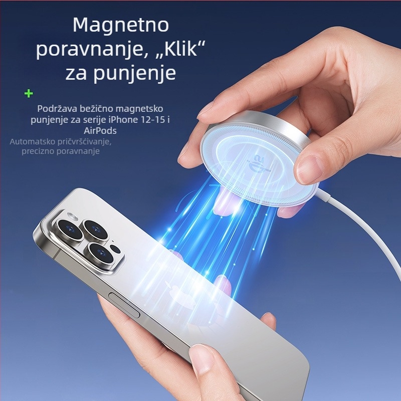 DUX DUCIS magnetski Qi2 bežični punjač 15W aluminijska legura za Apple uređaje