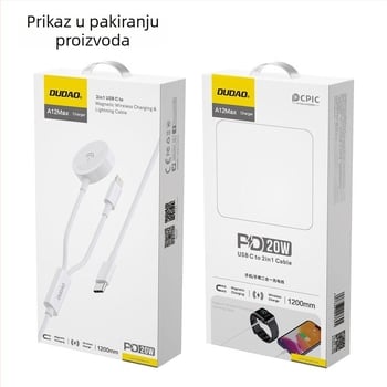 DUDAO 2-u-1 bežični punjač za Apple Watch i pametni telefon, PD 20W, magnetsko punjenje, kabel 1,2 m