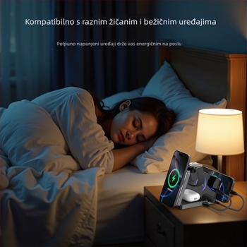 5-u-1 magnetski bežični punjač s preklopnim držačem, QC3.0 brzo punjenje, ukupna snaga 40W, izlaz 3A, magnetsko punjenje za iPhone, iPad i Apple Watch