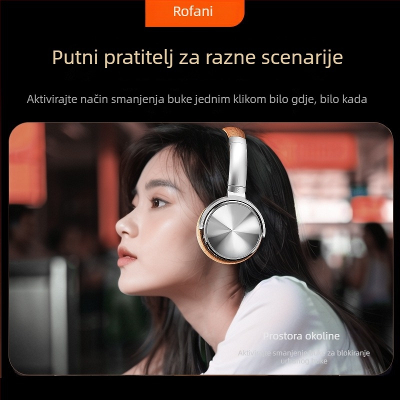 Bežični headset s redukcijom buke, Bluetooth 5.4, domet 10 m, stereo, trajanje baterije 4–8 h