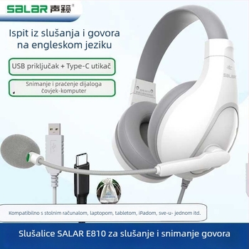 Vezane slušalice za ispite s mikrofonom, 3,5 mm priključak, 20–20 kHz, 32 Ω, 2,5 m kabel