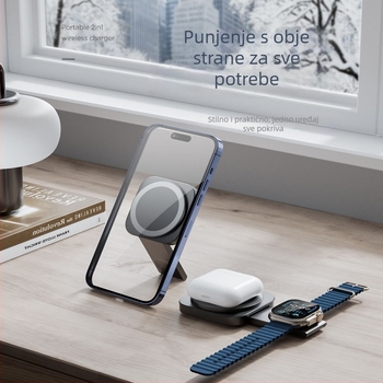 Sklopivi stolni 3-u-1 bezični punjač s magnetskim napajanjem za Apple Watch, prijenosni držač, PD brzo punjenje 15W