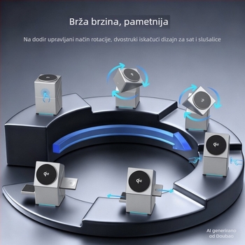 Qi2 okretni 3-u-1 bežični punjač s magnetskom bazom za Apple Watch i telefone – brzo punjenje do 15W