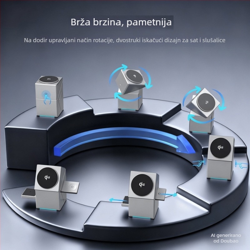 Qi2 okretni 3-u-1 bežični punjač s magnetskom bazom za Apple Watch i telefone – brzo punjenje do 15W