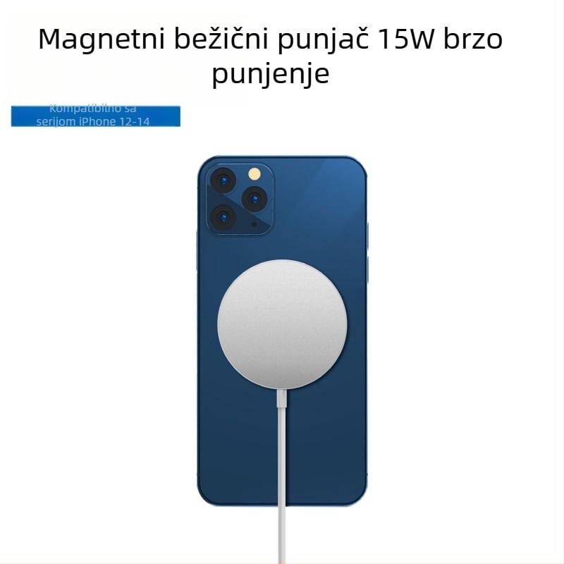 MagSafe magnetski bežični punjač za Apple uređaje, 15W PD brzo punjenje, magnetsko držanje, izlaz 1.5A