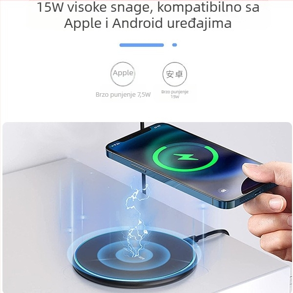 Sang Miao stolni bežični punjač 15W s magnetskim punjenjem, QC2.0, izlaz 9V/1.2A za Android i iPhone