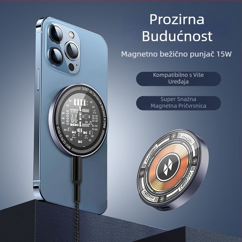 Prozirni magnetski bežični punjač za Apple iPhone — 15W PD brzo magnetno punjenje