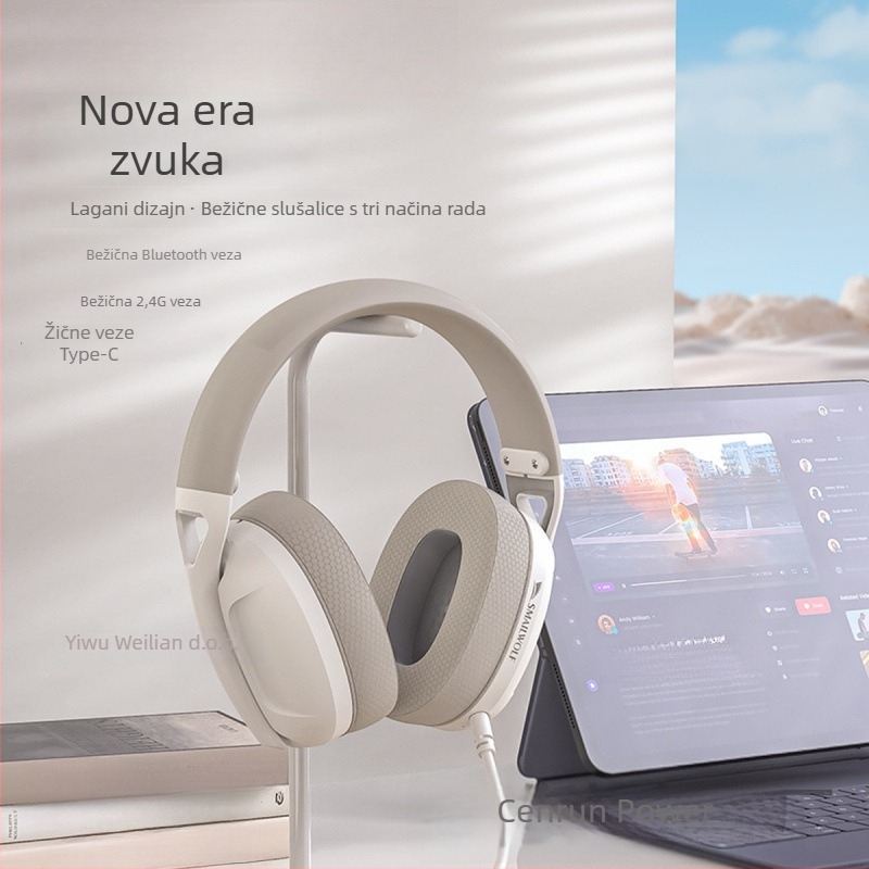 Bežične gaming slušalice za PC s redukcijom buke, IPX6, Bluetooth 5.0, doseg 5 m, trajanje baterije 8+ sati