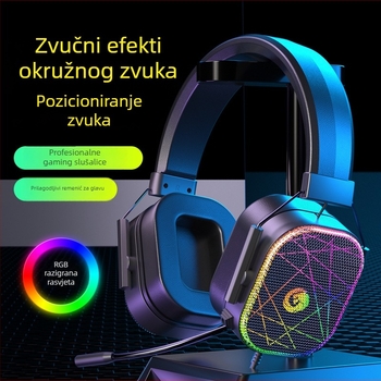 Žični gamerski slušalice s 7.1 surround zvukom, USB sučeljem, RGB osvjetljenjem, dvostrukim 3,5 mm konektorom i ugrađenim mikrofonom