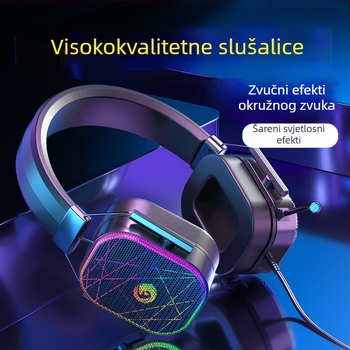 Žični gamerski slušalice s 7.1 surround zvukom, USB sučeljem, RGB osvjetljenjem, dvostrukim 3,5 mm konektorom i ugrađenim mikrofonom