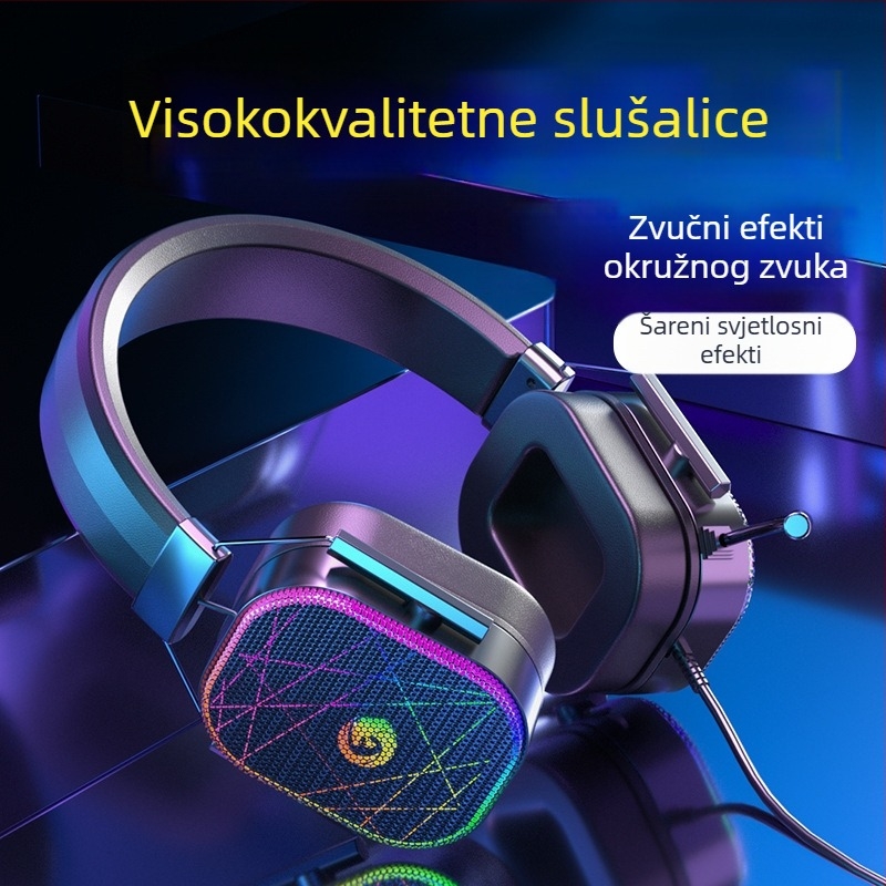 Žični gamerski slušalice s 7.1 surround zvukom, USB sučeljem, RGB osvjetljenjem, dvostrukim 3,5 mm konektorom i ugrađenim mikrofonom