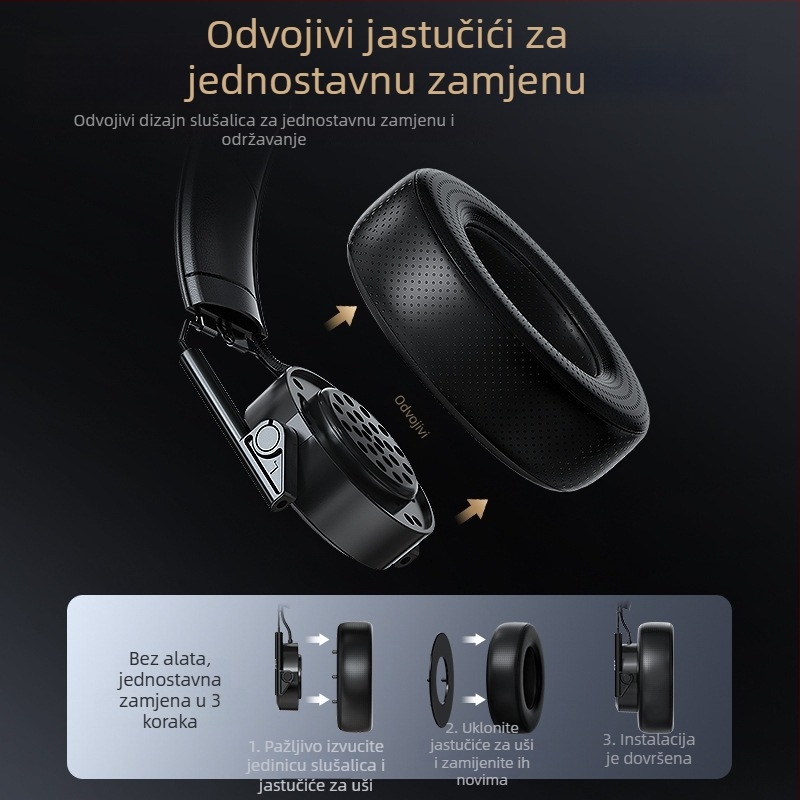 Wolfhound JT01x žično monitor slušalice za snimanje i prijenos uživo, 40 mm pogonske jedinice, raspon frekvencija 20–20000 Hz, 3,5/6,3 mm priključak, 3 m kabel