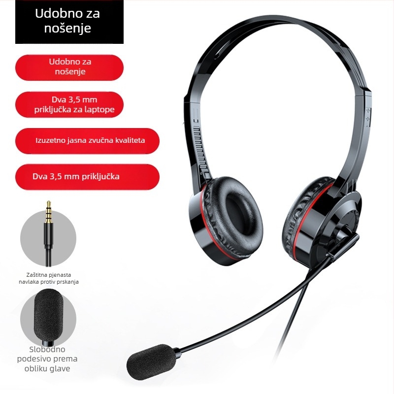 Žični slušalice s mikrofonom SH10 za komunikacijsku opremu, na glavi, 3,5 mm utor (Frekvencija: 100–10000 Hz; Impedancija: 32 Ω; Duljina kabla: 2 m)