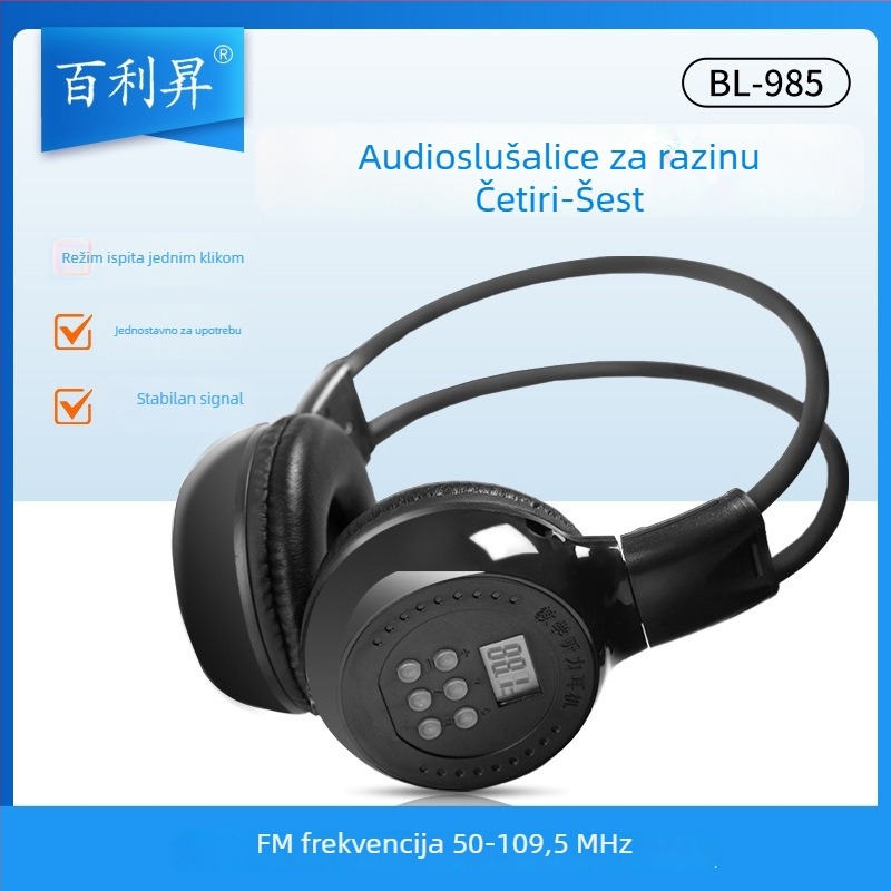 Bežične slušalice za CET-4/6 slušanje, FM podešavanje 50–109,5MHz, 3,5 mm priključak, model BL-985T