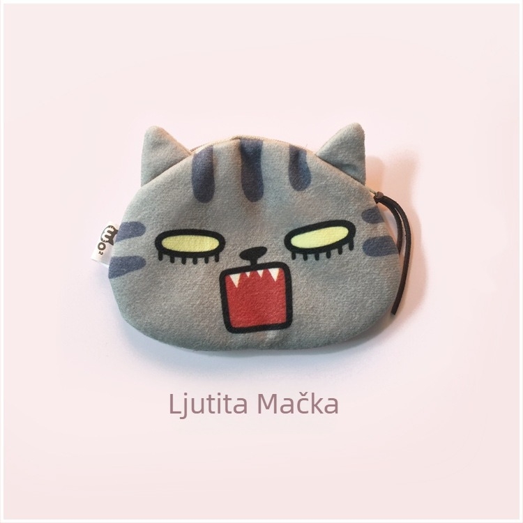 Mačji plišani novčanik za novčiće, uzorak životinja, ulični stil, model DJ0088