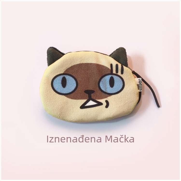 Mačji plišani novčanik za novčiće, uzorak životinja, ulični stil, model DJ0088