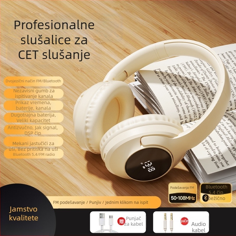 Bežične slušalice za englesko slušanje Cet-4/6, 40 mm drivere, 32 Ω, 20–20000 Hz, 98 dB, bez mikrofona