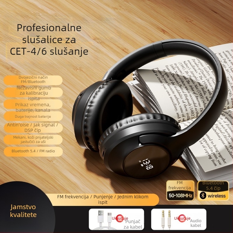 Bežične slušalice za englesko slušanje Cet-4/6, 40 mm drivere, 32 Ω, 20–20000 Hz, 98 dB, bez mikrofona
